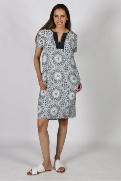 Marco Polo Printed Dreamcatcher Dress In Blue