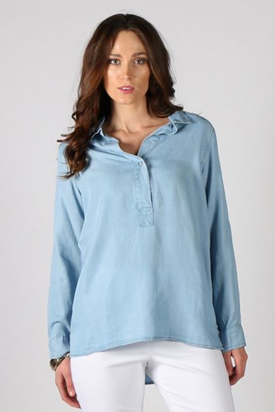 Washed Chambray Tab Front Shirt By Ridley
