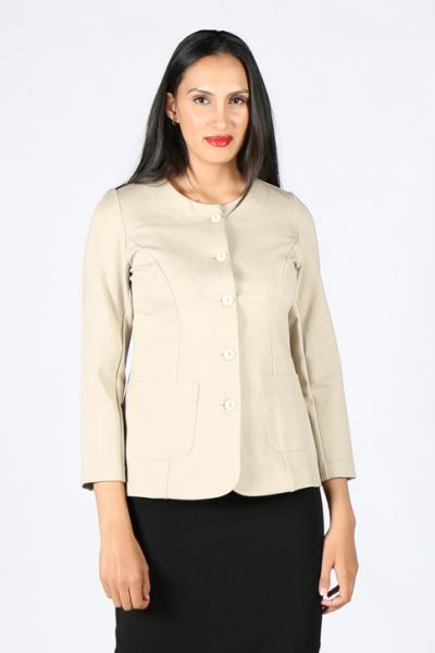 Ponte Button Front Jacket In Putty by Megan Salmon