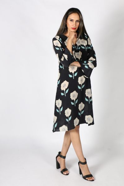 Harmonica Dress In Black Floral By Anupamaa