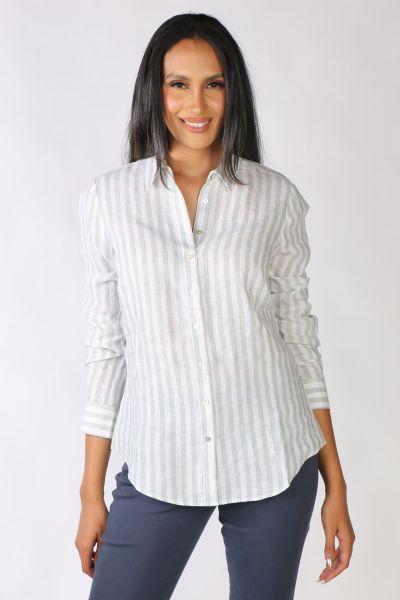 Goondiwindi Cotton Striped Shirt In Sage