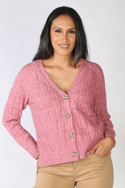 Pattern Cable Cardigan In Berry By Jump