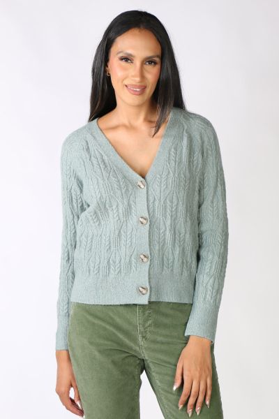 Pattern Cable Cardigan In Dew By Jump