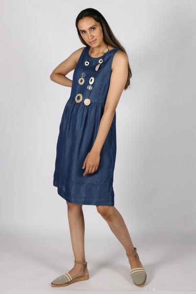 Eccentrica Drop Waist Dress In Blue