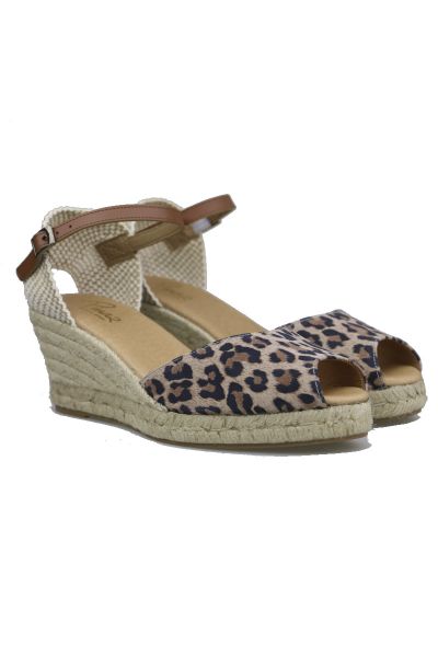 Pinaz Mid Height Espadrille Wedge In Leopard