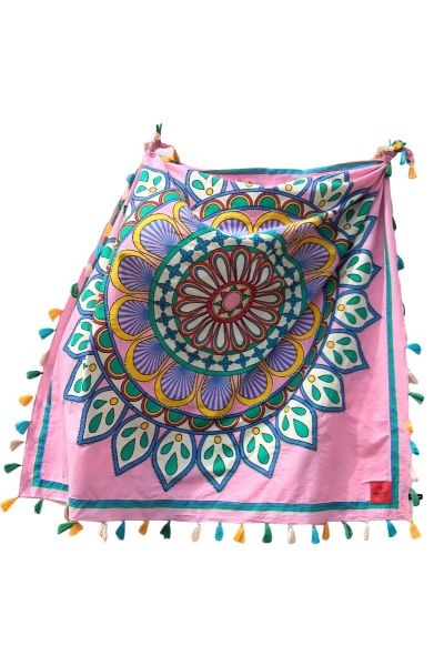 Erfurt Hand Embroidery Scarf In Pink