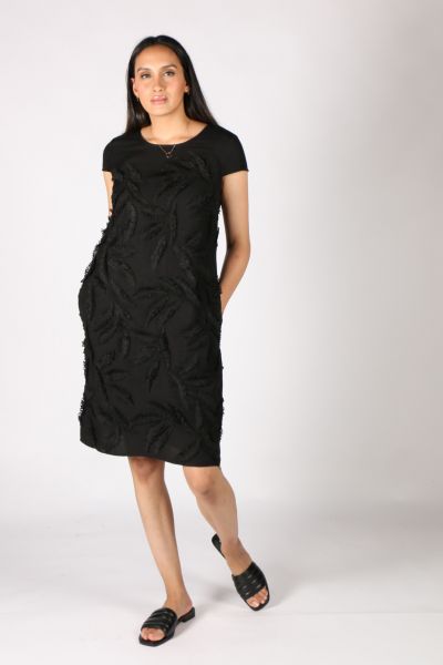 Ping Pong Feather Dress In Black