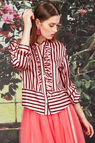 Trelise Cooper Ruffle & Stripe Shirt In Pink