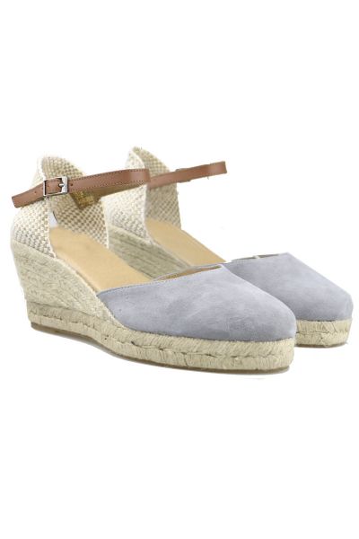Suede Wedge Espadrilles in Grey by Pinaz