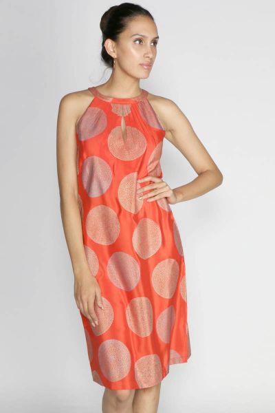 Rasa Orange Silk Halter Dress