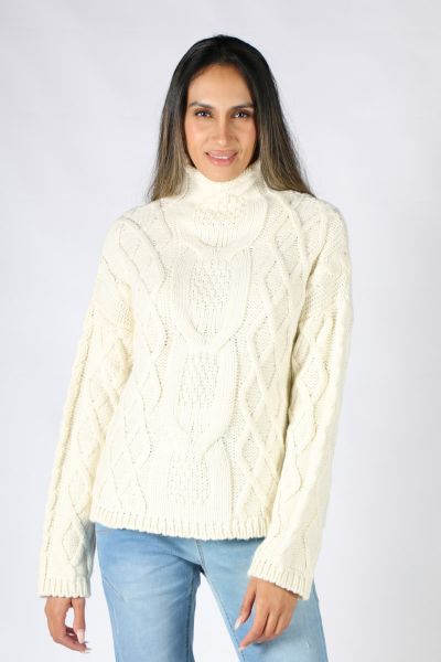Aggel Cable Knit Jumper In Ivory