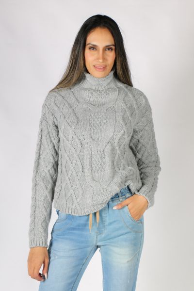Aggel Cable Knit Jumper In Grey