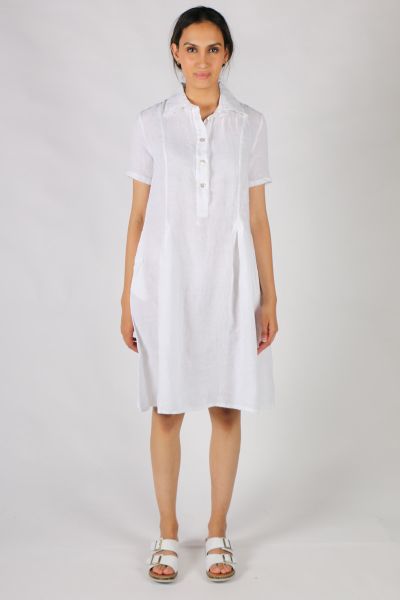 Blueberry Shirt pleat Dress In White