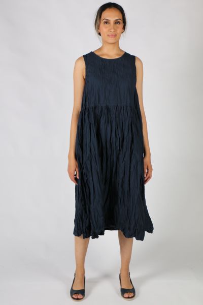 Baci Crinkle Tiered Tank Dress In Navy