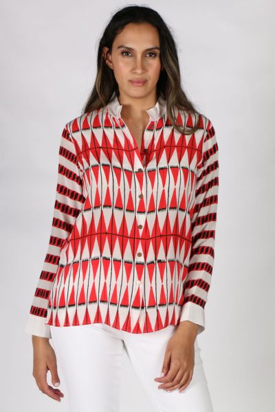 White And Red Kashmir Shirt By Anupamaa