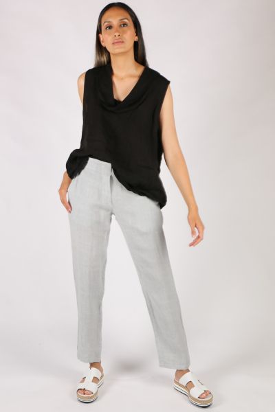Blueberry Straight Leg Linen Pant In Pearl