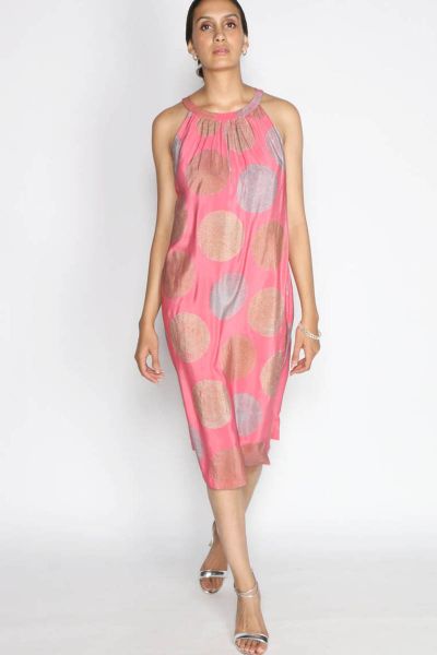 Rasa Pink Silk Halter Dress