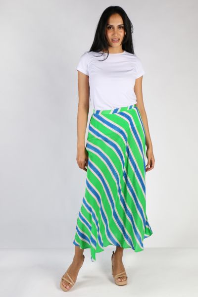 Bias Stripe Skirt In Green By Anupamaa