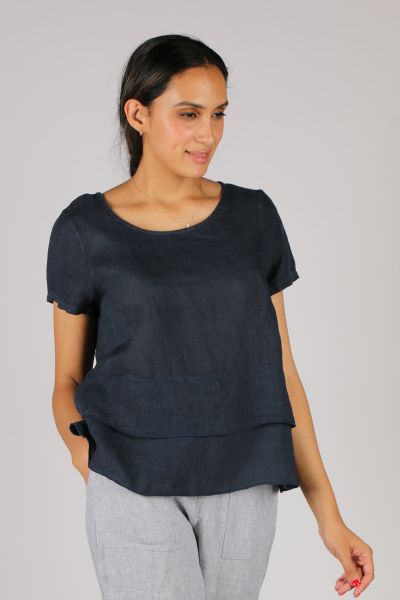 Blueberry Layered Top In Navy
