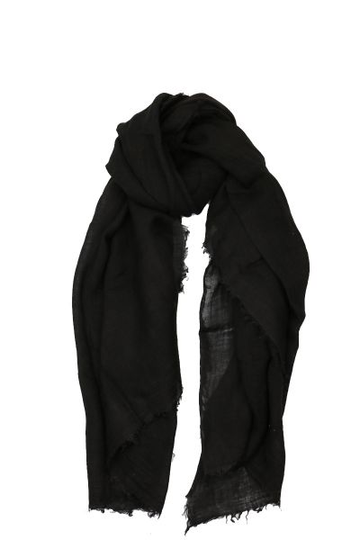 n an organic linen, the double wrap scarf has a frayed edge and easy to style options