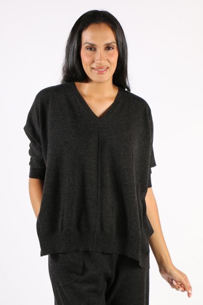 Bridge and Lord Vee Poncho Pullover In Coal