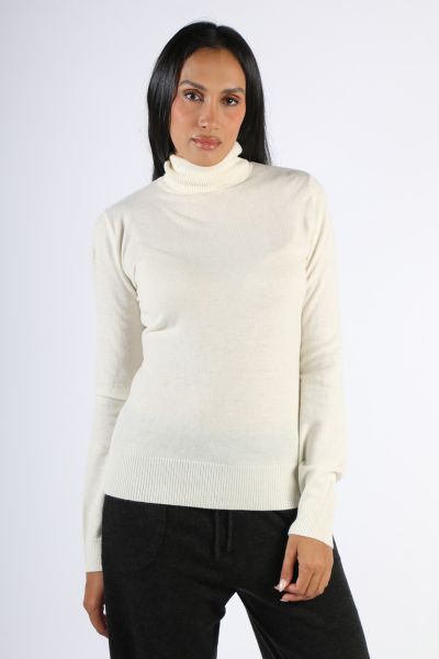 Bridge and Lord Essential Polo Neck Rosie Jumper In Ivory