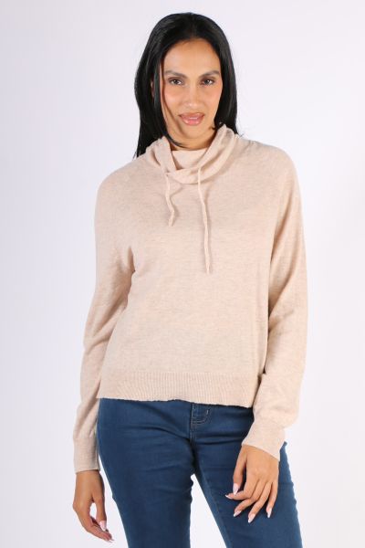 Bridge and Lord Snood Neck Jumper In Stone