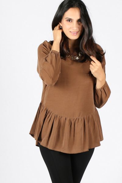 Flounce Blouse By Ottod'Ame In Tobacco