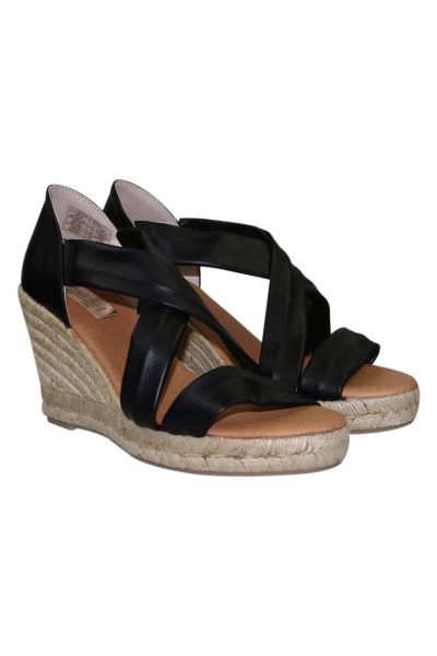 Claire High Espadrille By Pinaz In Black Leather