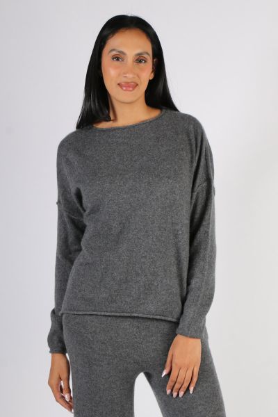 C & Co Roll Edge Jumper In Charcoal