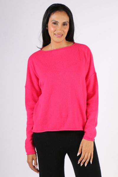 C & Co Roll Edge Jumper In Hot Pink