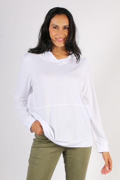 Clarity Cameron Hood Top In White