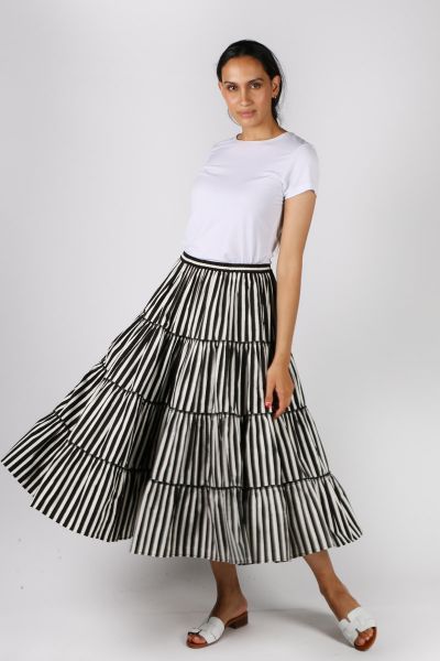 Bagruu Diwali Medium Stripe Skirt In Black