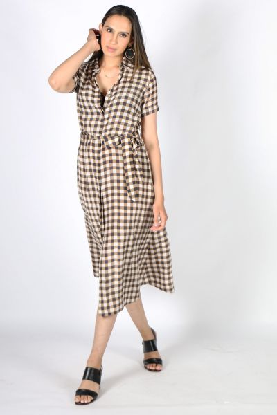 Printed Rasa Sara Chatt Dress In Khaki