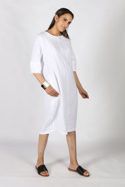 Haris Minimalist Panel Dress In White