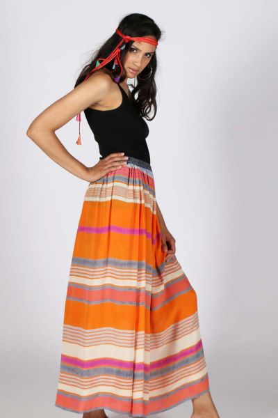 Orange Silk Gajari Skirt By Anupamaa