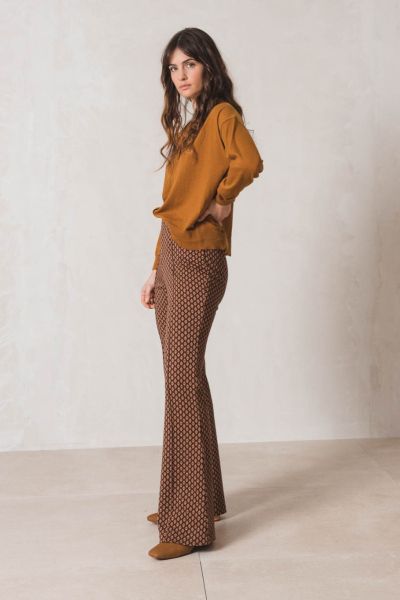 Indi and Cold Flared Jacquard Retro Trousers In Check