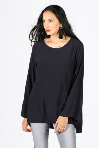 Chalice Flared Sleeve Top In Ink