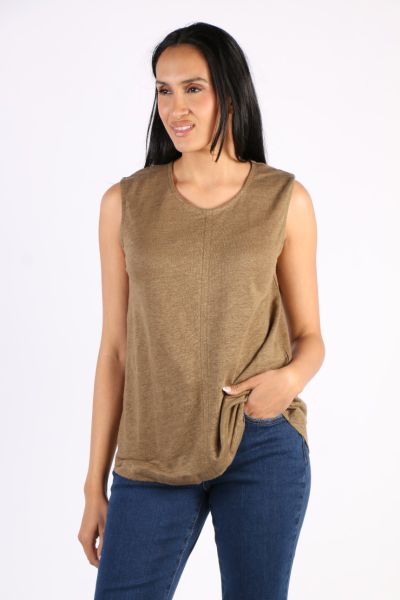 Foil Seams Great Top In Taupe