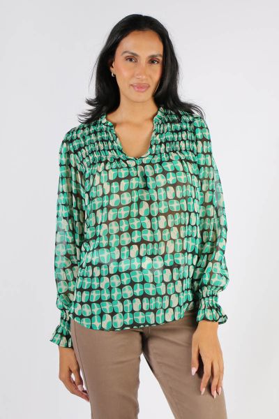 Foil Shirr It Around Blouse In Green