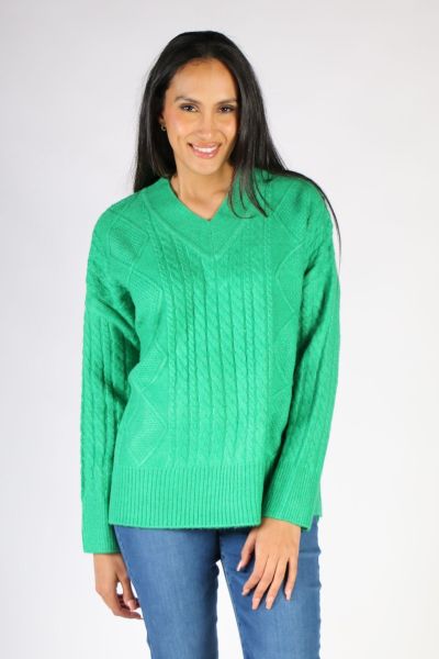 Foil Very Cableble Sweater In Green