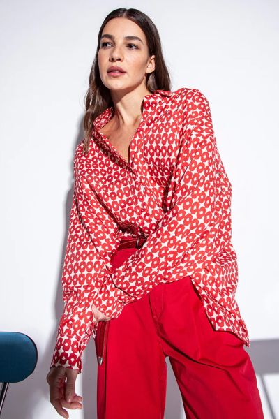 Funky Staff Samba Grid Blouse In Red