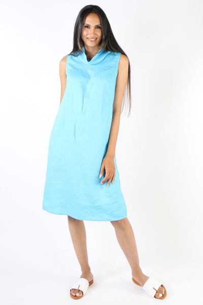 An easy summer dress that makes a striking statement with it's bold colour choice. The Cowl neck dress by Gordon Smith is a sleeveless dress that is light and easy, perfect for the warm months. Falling just at knees, pair it with sneakers or sandals for a