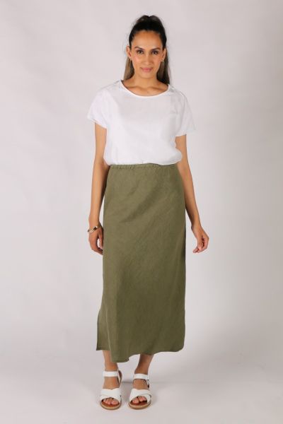 Goondiwindi Cotton Midi Skirt In Khaki