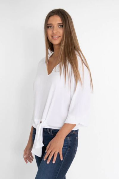 Humidity Tie Up Top in White