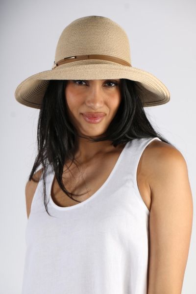 Wide Brim Hat By Cherry Red In Toast