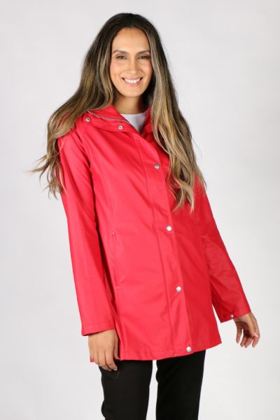 Ilse Jacobsen Hooded Raincoat In Red