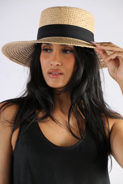 Boater Hat By Cherry Red In Natural