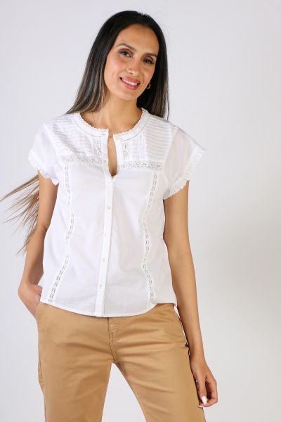 Indi & Cold Laces Cotton Shirt In White
