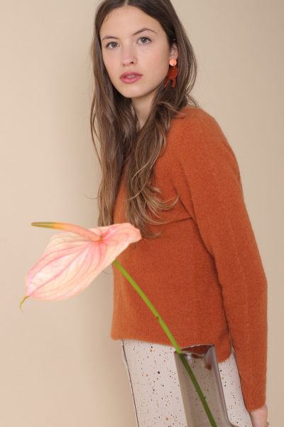 Indi & Cold Spongy Mohair Jumper In Rust